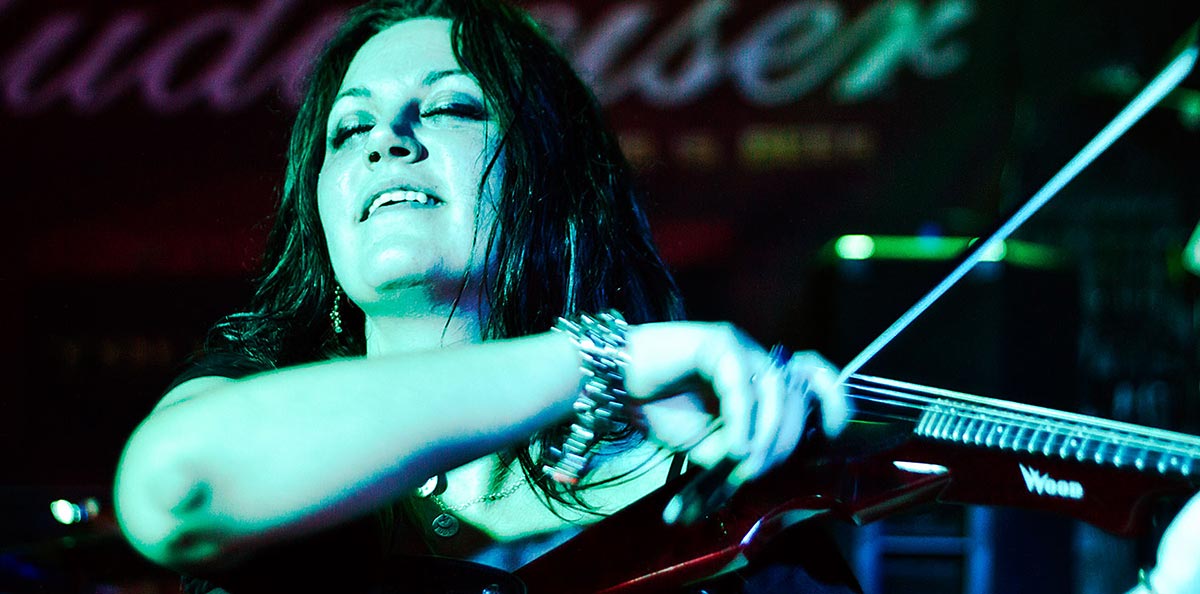 Band & Concert Photography - Peoria, IL - Dave Zumbek Photography Photo of Jenna Scifres playing violin with Us Against Them in Peoria, IL - Band Photography - Dave Zumbek Photography